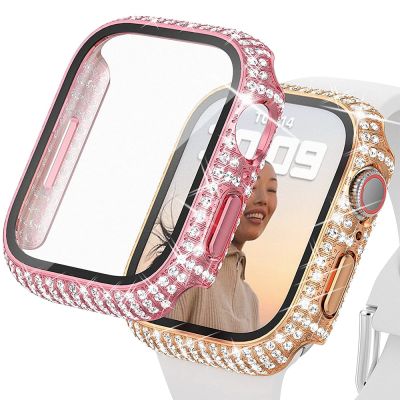 Cover For Apple Watch Case 45mm 41mm 40mm 44mm Accessories Diamond Screen Protector tempered glass iwatch series 7 3 4 5 6 SE Cases Cases