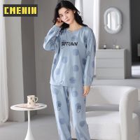 CMENIN สัตว์น่ารักผ้าฝ้ายแขนยาวกางเกงฤดูใบไม้ร่วงฤดูหนาว Loungewear ชุดนอนสตรีชุดโฮมแวร์ KY-8726