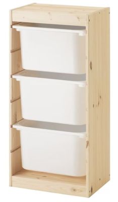 TROFAST Storage combination with boxes, light white stained pine/white, 44x30x91 cm(ทรูฟัสท์ กล่องลิ้นชักเก็บของ, ไม้สนย้อมสีขาว/ขาว, 44x30x91 ซม.)