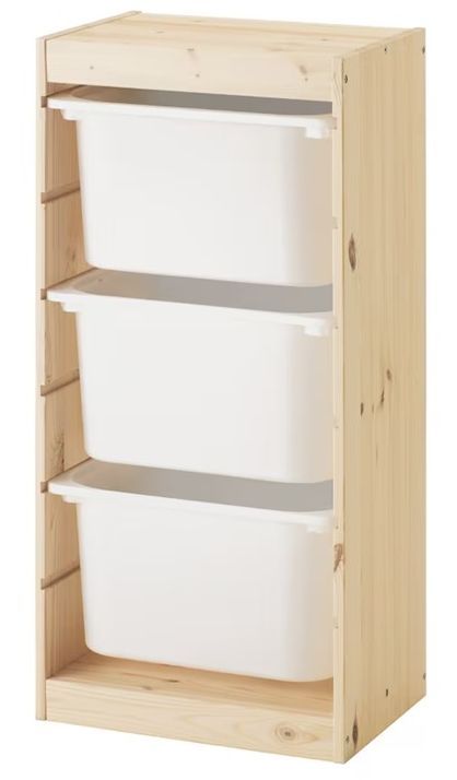trofast-storage-combination-with-boxes-light-white-stained-pine-white-44x30x91-cm-ทรูฟัสท์-กล่องลิ้นชักเก็บของ-ไม้สนย้อมสีขาว-ขาว-44x30x91-ซม