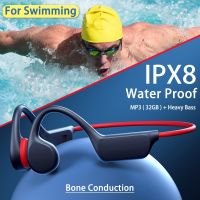 Bone Conduction Earphones Bluetooth Wireless IPX8 Waterproof MP3 Player Hifi Ear-hook Headphone With Mic Headset For Swimming Over The Ear Headphones