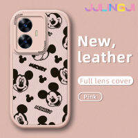 Jlingji เคสสำหรับ Realme C55 Realme Narzo เคส N55กระแสแฟชั่นลายมิกกี้เมาส์ใหม่นุ่มหนังด้านข้างกล้องฝาปิดเลนส์บางป้องกันเคสกันกระแทก