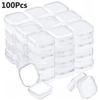 100Pcs Small Boxes Square Transparent Plastic Box Jewelry Storage Case Finishing Container Packaging Storage Box for Earrings