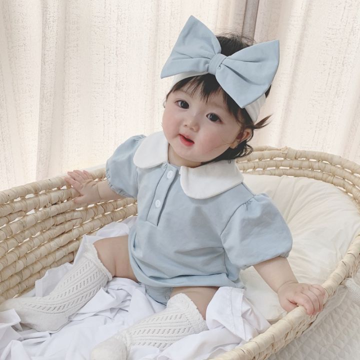 ชุดจั๊มสูทเสื้อบางแขนสั้นน่ารักเด็กทารกพร้อมสายรัดชุดเด็กวัยหัดเดิน-milancel-ชุดเด็กแรกเกิดใหม่