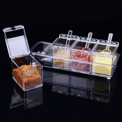hotx【DT】 Transparent Seasoning Jar With Spice Pots Storage Mutifunction Sealed Can Set Household Supplies
