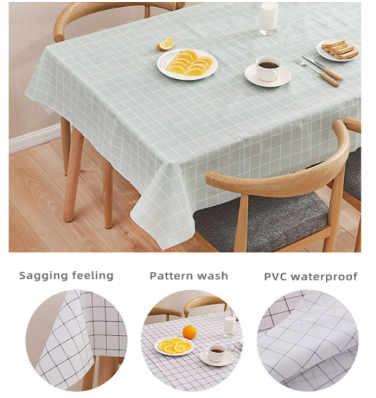 PVC Table Cloth Waterproof PVC Plastic Table Cover Oilproof Tablecloth