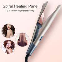 [HOT XIJXLKLKWMN 516] 2 In 1 Hair Strengthener Wand Curling ปรับอุณหภูมิ LCD ดิจิตอลจอแสดงผลเหล็กทัวร์มาลีนเซรามิค Professional ผม Curl