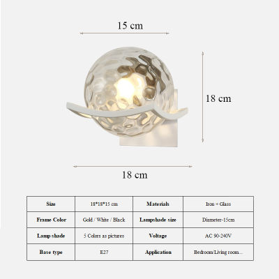 Post Modern Moon Wall Lamp Glass Shade White Black Gold Bedroom Decoration for Home Interior Sconce Led Night Lights Fixtures