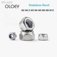 M2 M2.5 M3 M4 M5 M6 M8 M10 Hex Nylon Ring Lock Nuts Outer Hexagon Fine Teeth Self-Locking Stainless Steel Nut Screw 10/20/30PCS