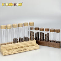 Coffee Beans Storage Container Display Rack Walnut Coffee Tea Tube Bottle Glass Espresso Coffee Accessories Tools Coffeware Sets