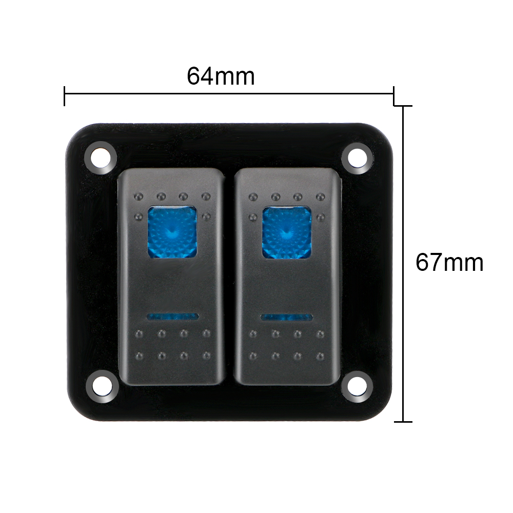 12-24V LED Waterproof Switch Panel Auto Replacement Parts Circuit Breaker 2 Gang Rocker Switch Panel for Car Marine Camper Caravans Travel Trailer