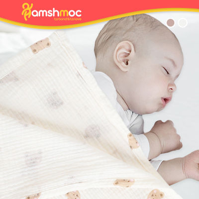 ผ้าห่มทารกแบบระบายอากาศ HamshMoc นุ่มสบายผ้าขนหนูเด็กทารกบางๆนอนหลับผ้าฝ้ายผ่อนคลายมารดาเตียงทารก Essential การเดินทาง