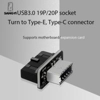 SANGYI 1ชิ้น USB3.0คอมพิวเตอร์ IDC ชายเพื่อพิมพ์ E ตัวเมียเอบีเอสเมนบอร์ดคอมพิวเตอร์ไรเซอร์เมนบอร์ดประเภท E อะแดปเตอร์ USB 3.0ส่วนหัวภายในไปยัง USB 3.1/3.2 TYPE C 20pin หน้ากับตัวแปลง19pin