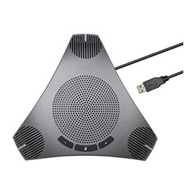 TRUSBEE Conference Speaker Microphone Omnidirectional USB Speakerphone Microphone for 8-10 People Business Conference,360° Omnidirectional Mic, Intelligent DSP Noise Reduction for Video Meeting ,Plug & Play