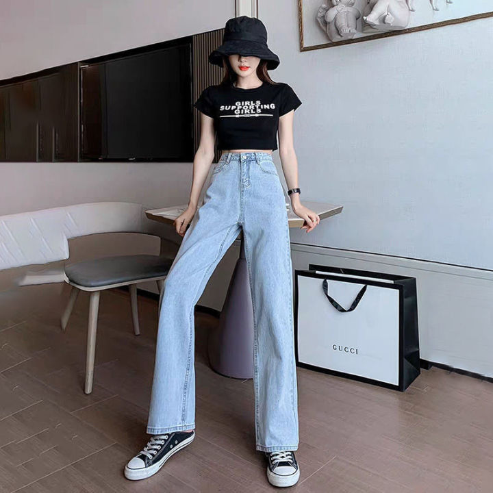 TOFASHIONS Straight Leg Jeans Women New Casual High Waist Retro Trousers  Thin Loose Korean Version Wide Legs Cropped Pants Fashion Pants INS Summer  New | Lazada