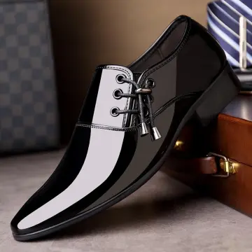 Mens black patent on sale shoes