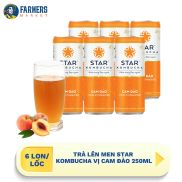 Giao hàng toàn quốc  Lốc 6 lon  Trà lên men Star Kombucha vị cam đào - Lon