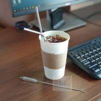 หลอดดูดน้ำ สแตนเลส +แปรงล้างหลอด Stainless Steel Drink Straw