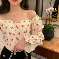 พร้อมส่ง  เสื้อลายดอกไม้แขนตุ๊กตา  ใส่เที่ยวสวยมาก   เสื้อเชิ้ตลายดอกไม้   เสื้อแขนยายแฟชั่น