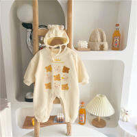 Bear Tiger New Born ชุดบอดี้สูท Unisex &amp; One-Pieces ฤดูใบไม้ผลิฤดูใบไม้ร่วง0-2ปีน่ารักการ์ตูนแขนยาว Romper ทารกแรกเกิดผ้าฝ้าย Outing เสื้อผ้า