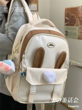 Bunny Ear Design Backpack, Kawaii Zipper School Storage Bag, All