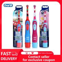 Oral-B แปรงสีฟันแบบหมุนขับเคลื่อนด้วยแปรงสีฟันไฟฟ้าไฟฟ้าสำหรับเด็กใช้ในช่องปากและการทำความสะอาดทันตกรรม2ตัวจับเวลานาทีเหมาะสำหรับเด็กอายุ3ปีขึ้นไป