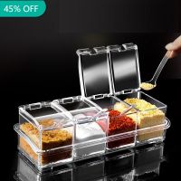 Muti-function Transparent Seasoning Box Rack Spice Pots Storage Container Cruet Seasoning Jars Spice Pantry Kitchen Utensils