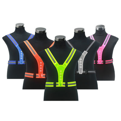 Elastic LED Cycling Vest Adjustable Visibility Reflective Vest Gear Stripes Night Sports Safety Cycling Reflective Belt Riding