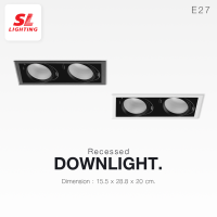 SL LIGHTING โคมไฟดาวน์ไลท์ แบบฝังฝ้า 2 ช่อง SL-6-679-2 ทรงสี่เหลี่ยม ปรับหน้าได้ ขั้ว E27