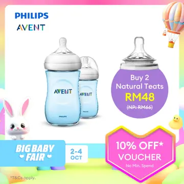 2 x Philips Avent Natural 2.0 Feeding Bottle 260ml 9oz PINK or BLUE Best  Price