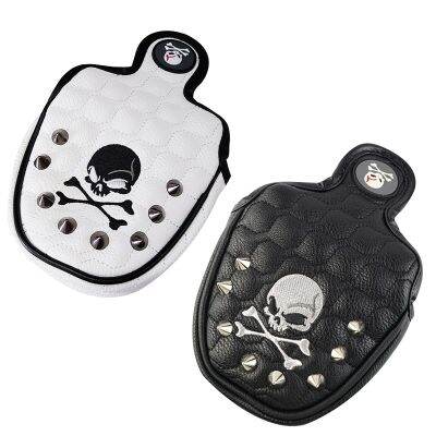 Golf Putter Cover Skull Rivets PU Leather Magnetic Closure Headcover for Mallet Putter Golf Head Covers