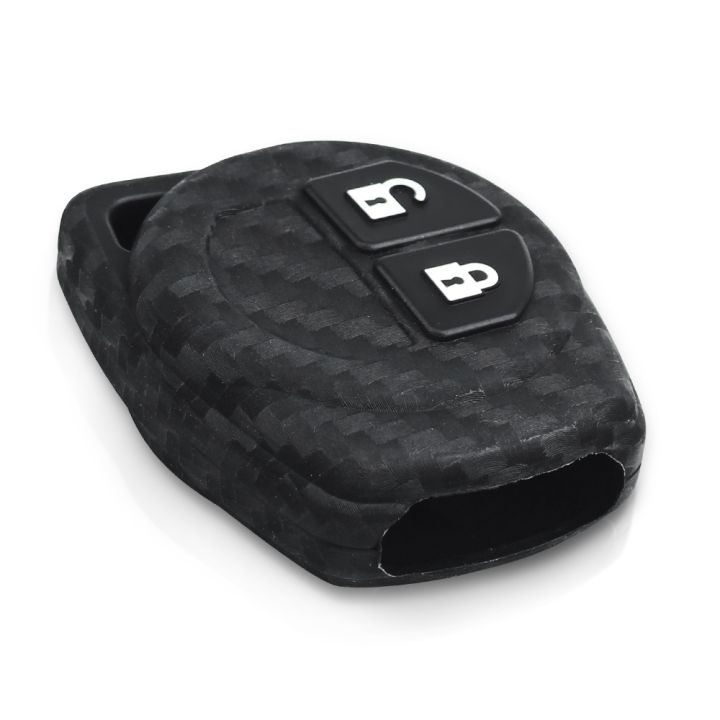 npuh-keyyou-carbon-fiber-silicone-rubber-fob-case-2-buttons-car-remote-key-keychain-cover-for-suzuki-sx4-swift-vitara-key-accessories