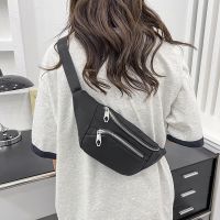 [COD] 2022 cross-border new Korean version nylon chest bag womens messenger fashion double zipper ladies waist large capacity