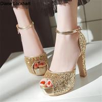 Summer New Peep Toe Shiny Sequins High Heels Women Platform Sandals Party Dress Wedding Pumps Ladies Shoes Gold Zapatos Mujer