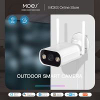 MOES กล้องกลางแจ้งอัจฉริยะ Wi-Fi ความคมชัดระดับ HD ตรวจจับการเคลื่อนไหวของเสียง3MP การมองเห็นได้ในเวลากลางคืนสีเต็มรูปแบบกันน้ำกล้องนิรภัยเสียงสองทาง