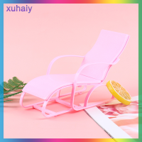 xuhaiy 1PC 1:6เฟอร์นิเจอร์ตุ๊กตาว่ายน้ำพับได้ deckchair อุปกรณ์เสริมเก้าอี้ชายหาดสีชมพู