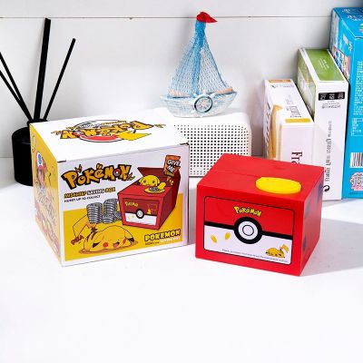 Pokemon Action Figure Piggy Bank Anime Cartoon Pikachu Stealing Coins Piggy Bank Money Safe Birthday Childrens Day Gifts