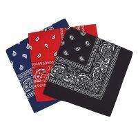 【ขาย】ชุด3ขี่จักรยาน Bandanas ลายผ้าฝ้าย100ผ้าพันคอกลางแจ้งตารางผ้าพันคอสีดำสีแดงลายคาดศีรษะพิมพ์สำหรับผู้หญิง/ผู้ชาย/เด็ก