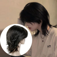 Mullet Head วิกผมคอสเพลย์สำหรับผู้ชายอะนิเมะสังเคราะห์ Hort ตรงหางหมาป่าปลอมอุณหภูมิสูงวิกผมกับ Bangs Fringe ~