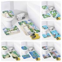 Non slip shower mat bathroom carpet shower beach style decoration water absorbing bathtub carpet toilet cover decoration cover