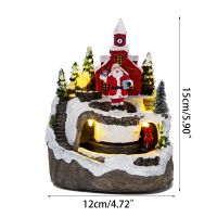 Christmas Village House Table Figurine Resin Statue House Home Decor Animated Village House Working Train Desk Decors