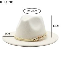 Fascinator White Fedora Hats For Women 59-61CM Big Size Men Party Church Wedding Cap Panama Felt Jazz Hats Gorras