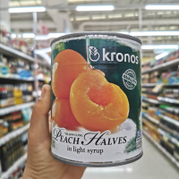 Kronos Yellow Cling Peach Halves in Light Syrup โครนอส ลูกพีชผ่าครึ่งในน้ำเชื่อม 820 กรัม