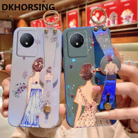 เคสโทรศัพท์ใหม่ Vivo Y02ฝาหลังแบบสาวๆด้านหลังประดับพลอยเทียมบลูเรย์แบบปลอกอ่อน Vivo Y02ฝาหลังกันกระแทก2022พร้อมสายรัดข้อมือ