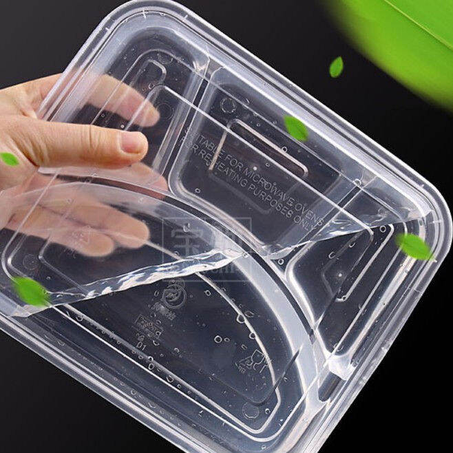 10pcs 4D Edible level Disposable Bento Box Thicken 4 division/grid with ...