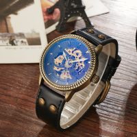 ZZOOI SHENHUA Luxury Mens Mechanical Wristwatch Leather or Stainless Steel Strap Retro Hollow Unique Design Watch Fashion Gift Clock