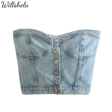Shop Crop Top Denim Shorts with great discounts and prices online