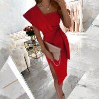 【CC】 Womens Color Sleeveless Waist Tie 2023 Ladies Slit Wedding Vestidos