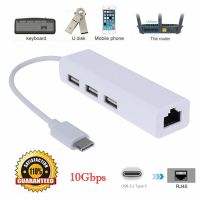 Multiple USB-C USB 3.1 Type C to USB RJ45 Ethernet Lan Adapter Hub Cable For Macbook PC LAN Adapter Cable  USB Network Adapters