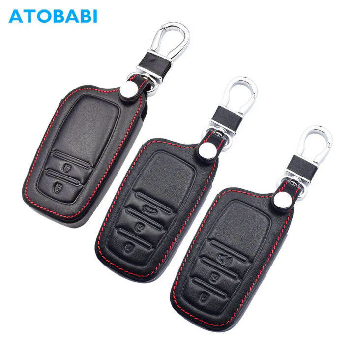 Leather car key case remote fobs protector cover for Toyota Land ...